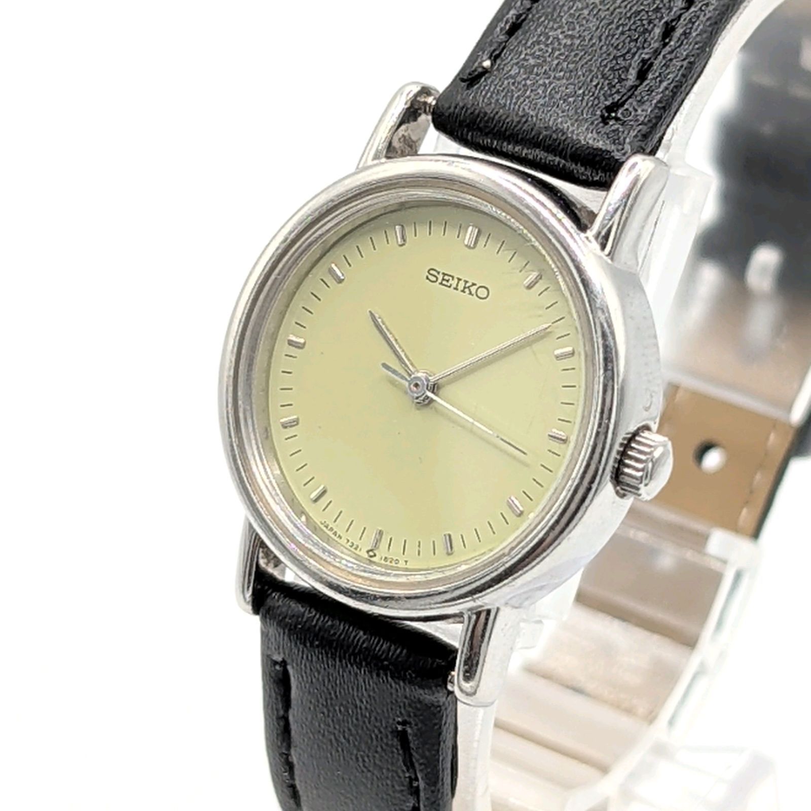 SEIKO 7321-0400 Watch Quartz Ladies Round G Green Dial stone Y 2 K 00 S Working セイコー 時計 クオーツ レディース ラウンド シルバー グリーン文字盤 ヴィンテージ 稼働品
