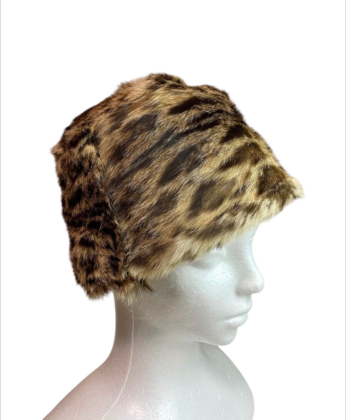 リアルファー ハット レオパード柄 ヒョウ柄 レディース