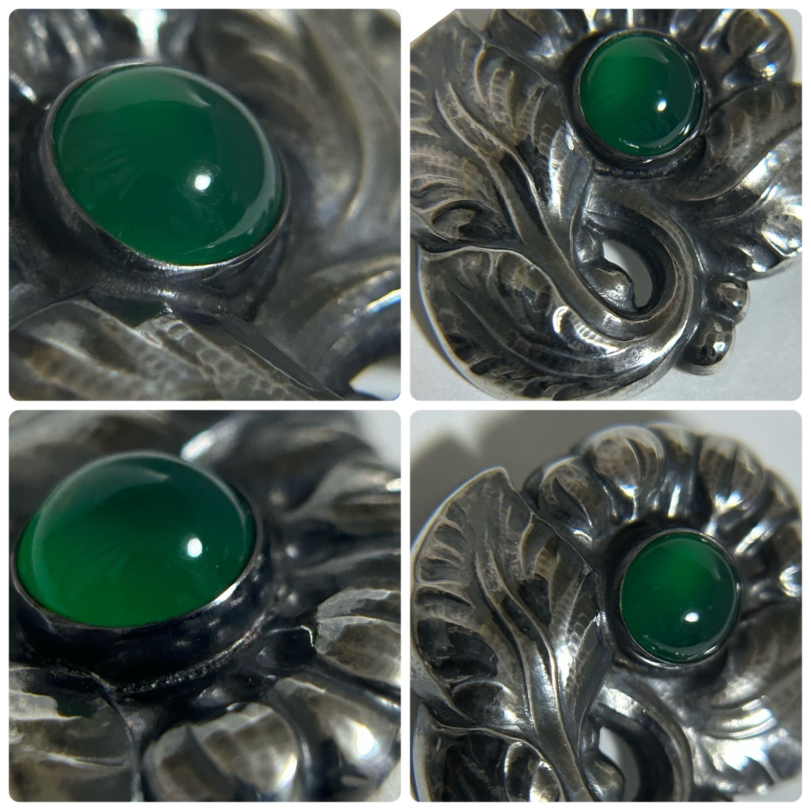 ジョージジェンセン ブローチ 71 グリーンアゲイト AG925 ヴィンテージ