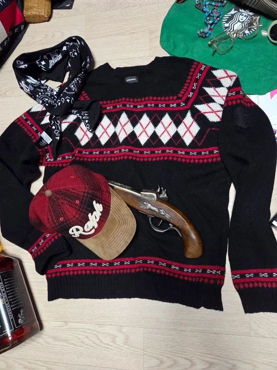 DIESEL ディーゼル アーガイル ニット セーター エスニック ウェスタン