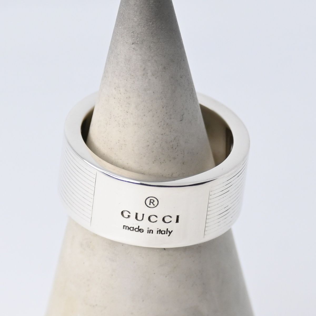 研磨済 GUCCI ロゴ リング SV 925 シルバー 9号 指輪 グッチ