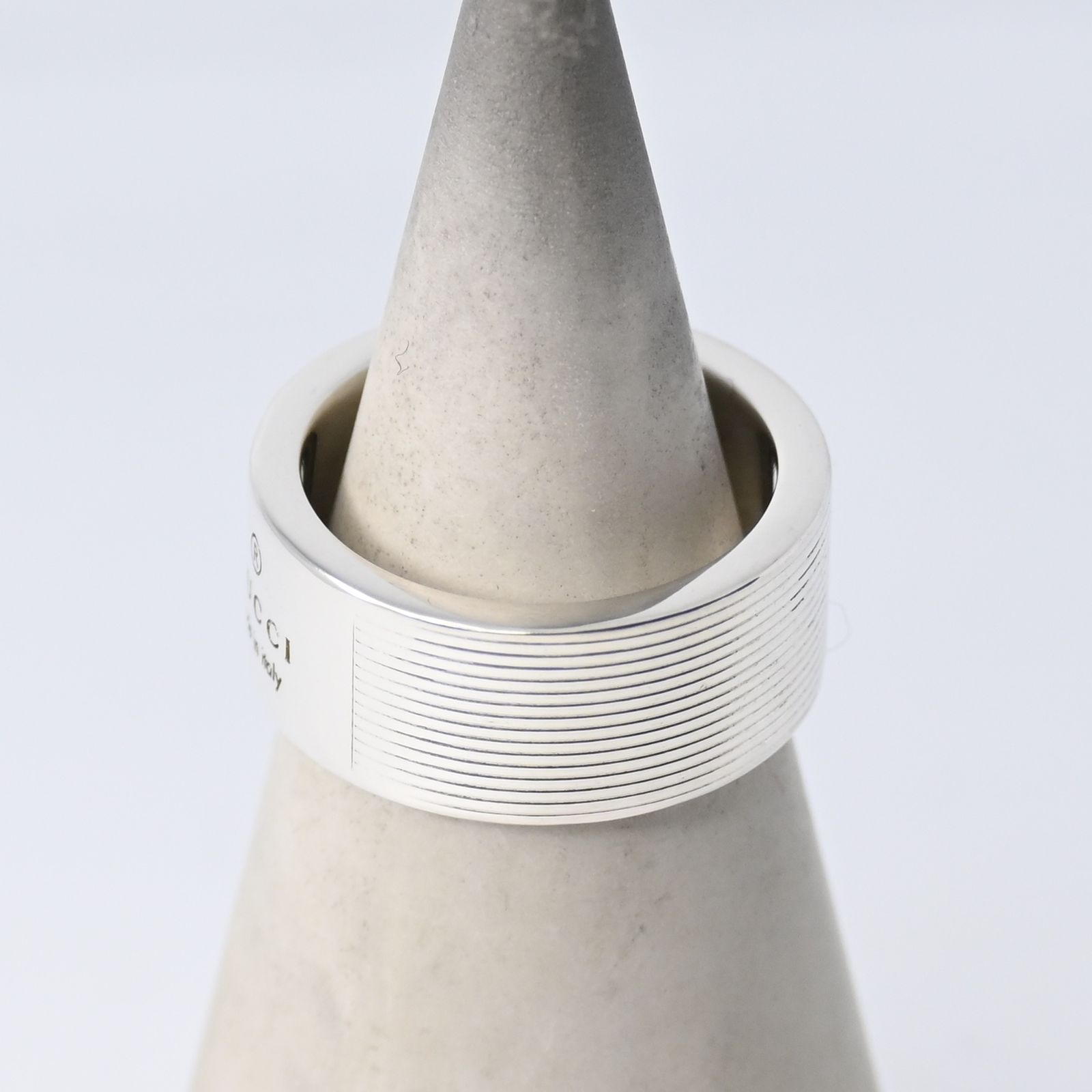 研磨済 GUCCI ロゴ リング SV 925 シルバー 9号 指輪 グッチ