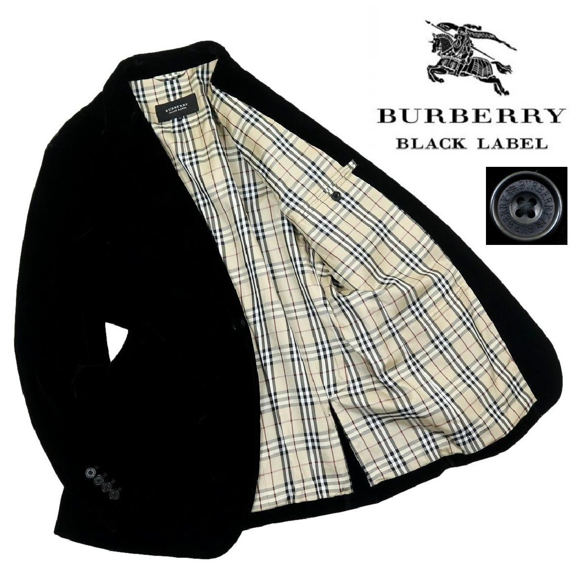 B3668】【極美品】【ベロア地】BURBERRY BLACK LABEL バーバリー