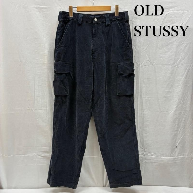 【レア】 90s OLD STUSSY USA製 ブラック イージーカーゴパンツ ステューシー 90s 紺タグ オールド USA製 コーデュロイ カーゴ パンツ
