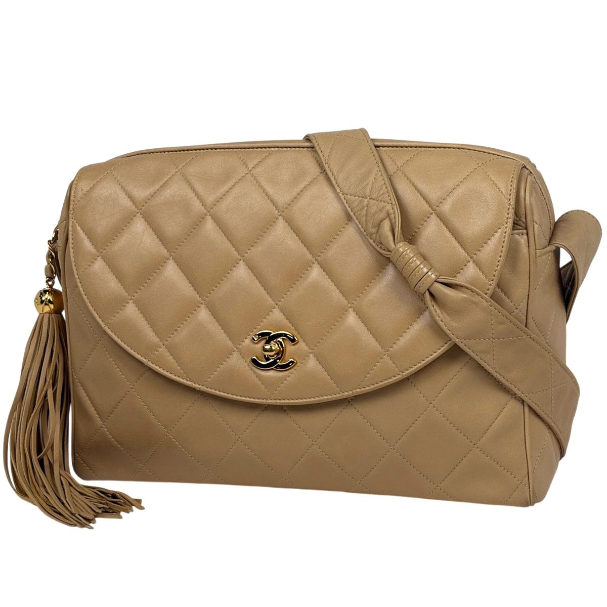 シャネル CHANEL マトラッセ フリンジ ベージュ ココマーク バッグ ショルダーバッグ レディース【中古】 シャネル CHANEL ココマーク フリンジ チェーン ショルダーバッグ