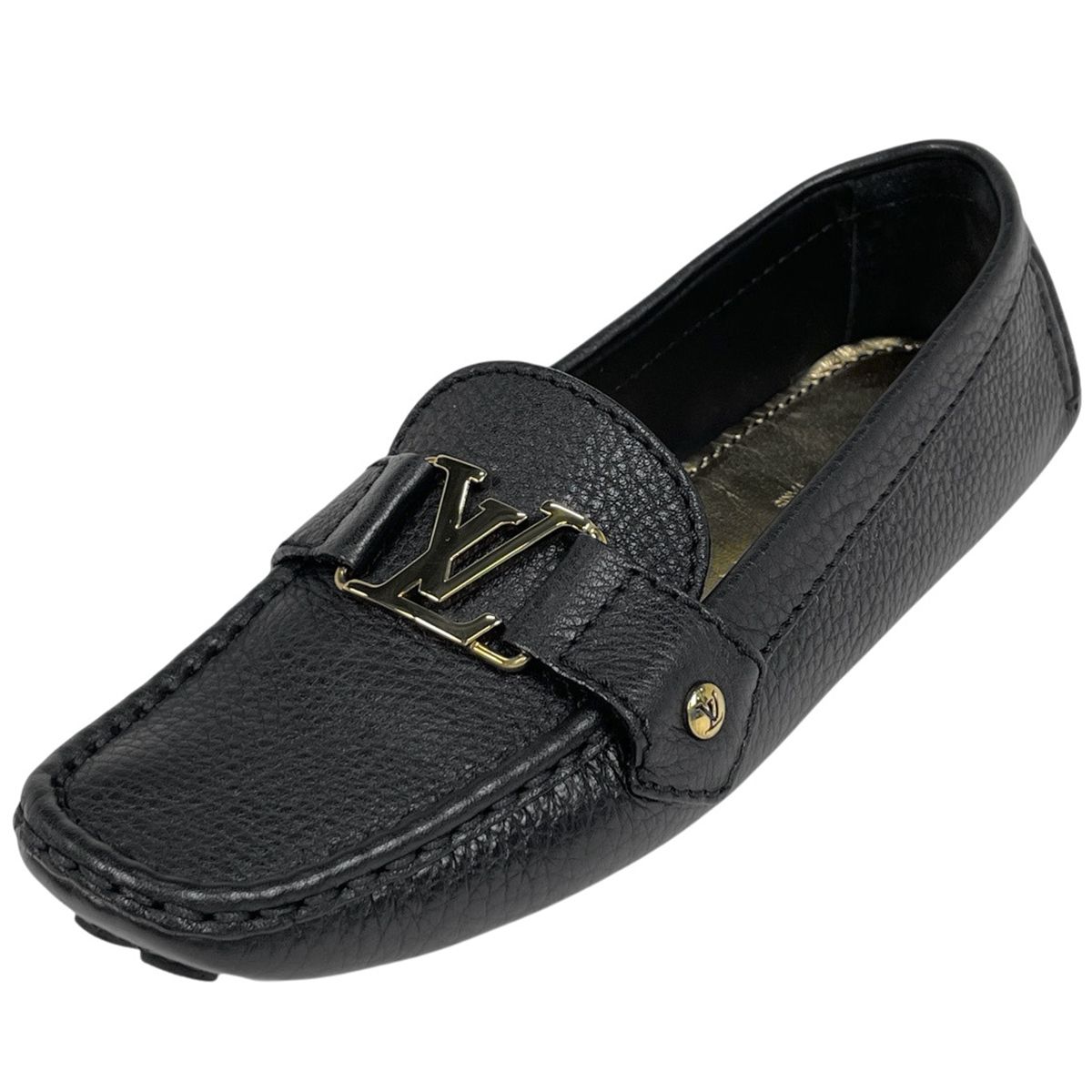 ルイ ヴィトン Louis Vuitton モノグラム ドライビングシューズ モンテカルロ ライン ローファー 靴 レザー ノワール ブラック レディース
