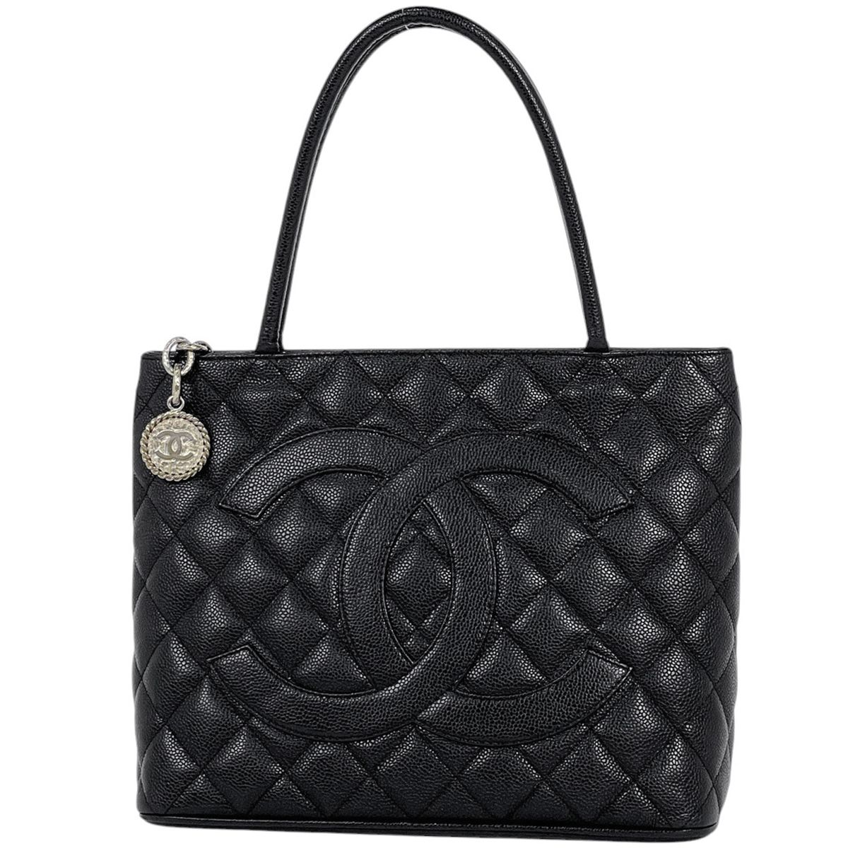 シャネル CHANEL 復刻トート ハンドバッグ ココマーク トートバッグ キャビアスキン ブラック A 01804 レディース