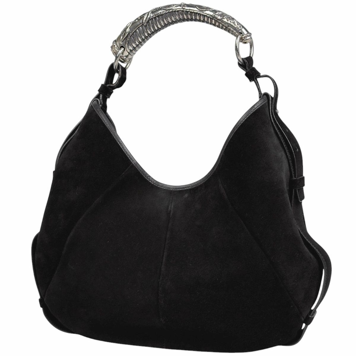 イヴ サンローラン YVES SAINT LAURENT モンバサ ハンドバッグ ワンショルダー スエード ブラック 95361 レディース