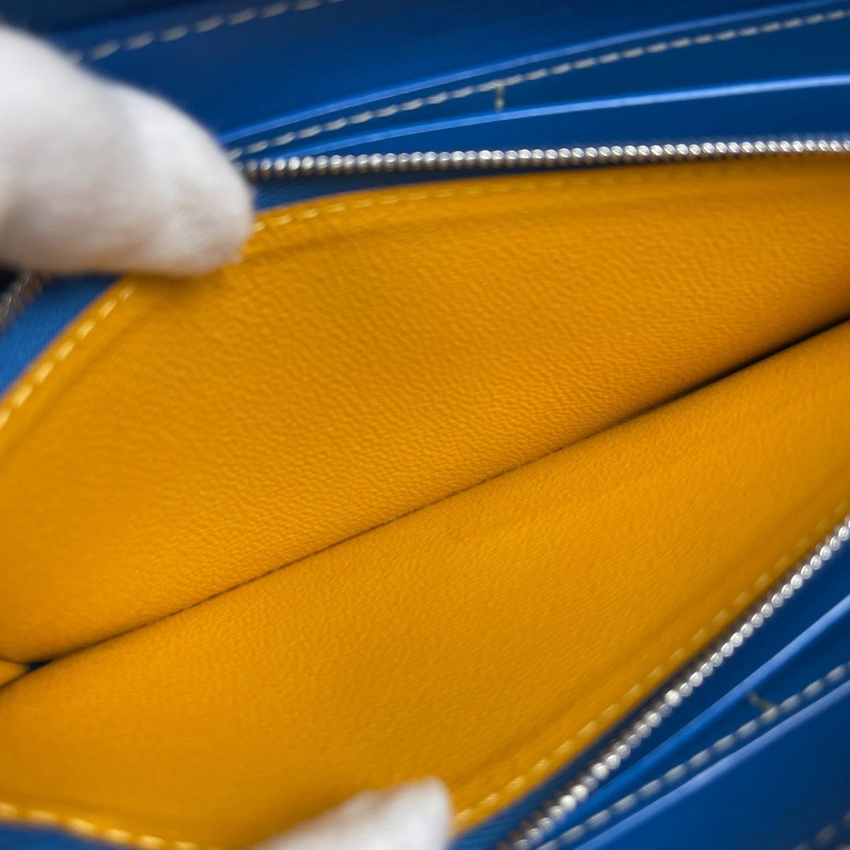  ゴヤール GOYARD ロゴ ラウンドファスナー 長財布 ラウンドジップ レザー ブルー レディース 長財布 小物