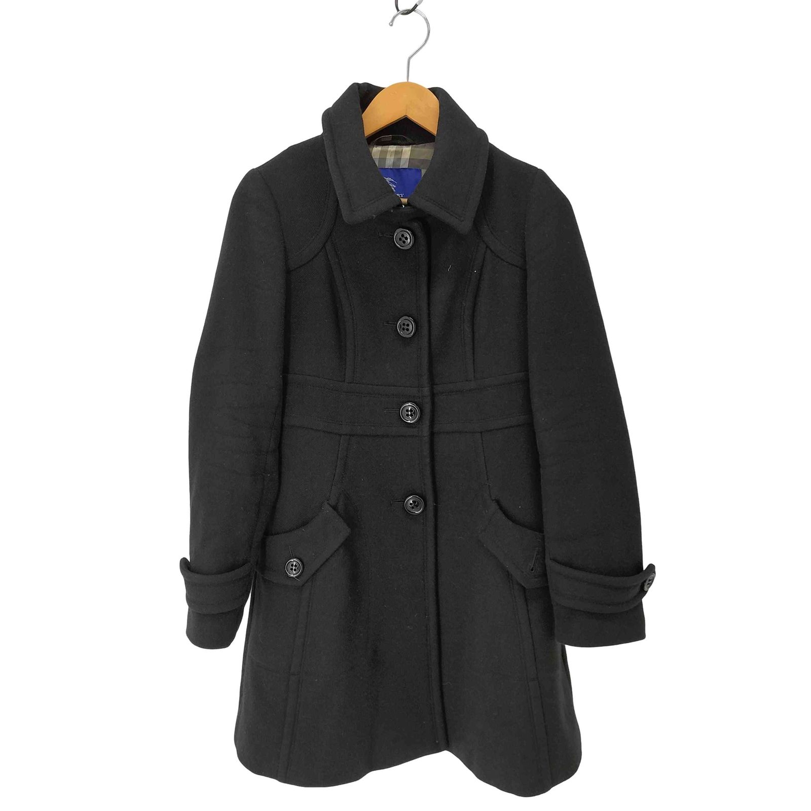 バーバリーブルーレーベル BLUE LABEL WOOL＆ANGOLA アンゴラ混 ウールコート レディース 38