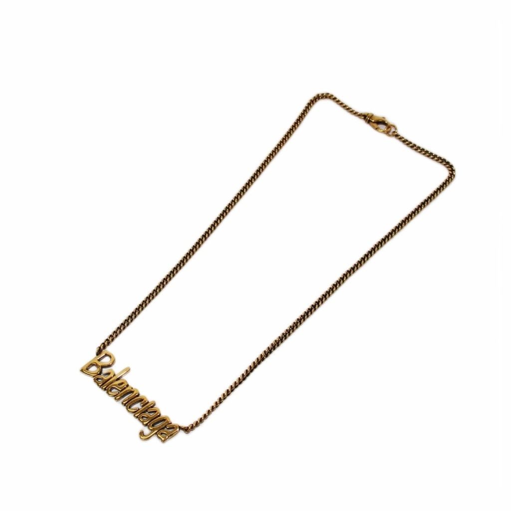 バレンシアガ BALENCIAGA Typoロゴメタルネックレス ペンダント ゴールドカラー KH OH