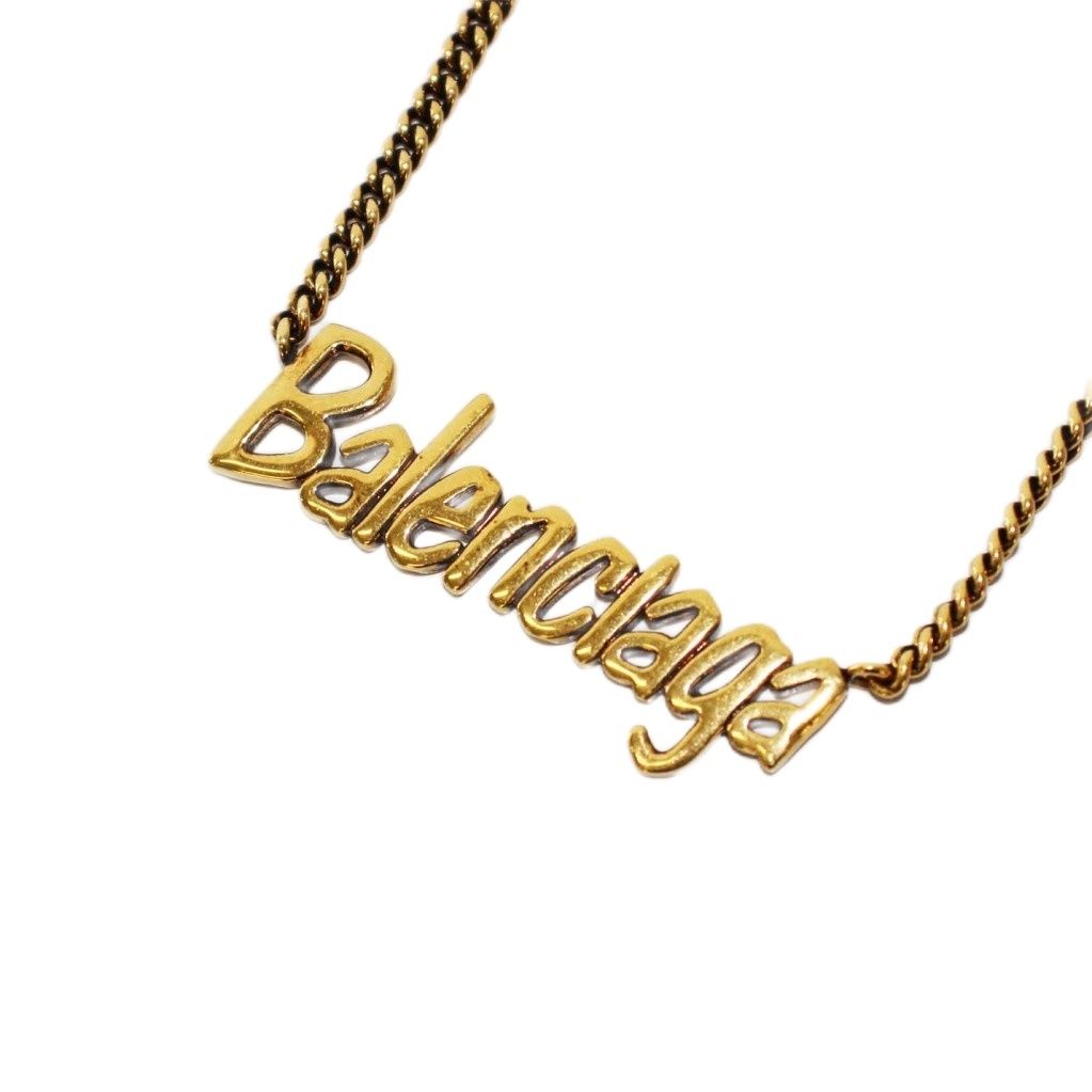 バレンシアガ BALENCIAGA Typoロゴメタルネックレス ペンダント ゴールドカラー KH OH