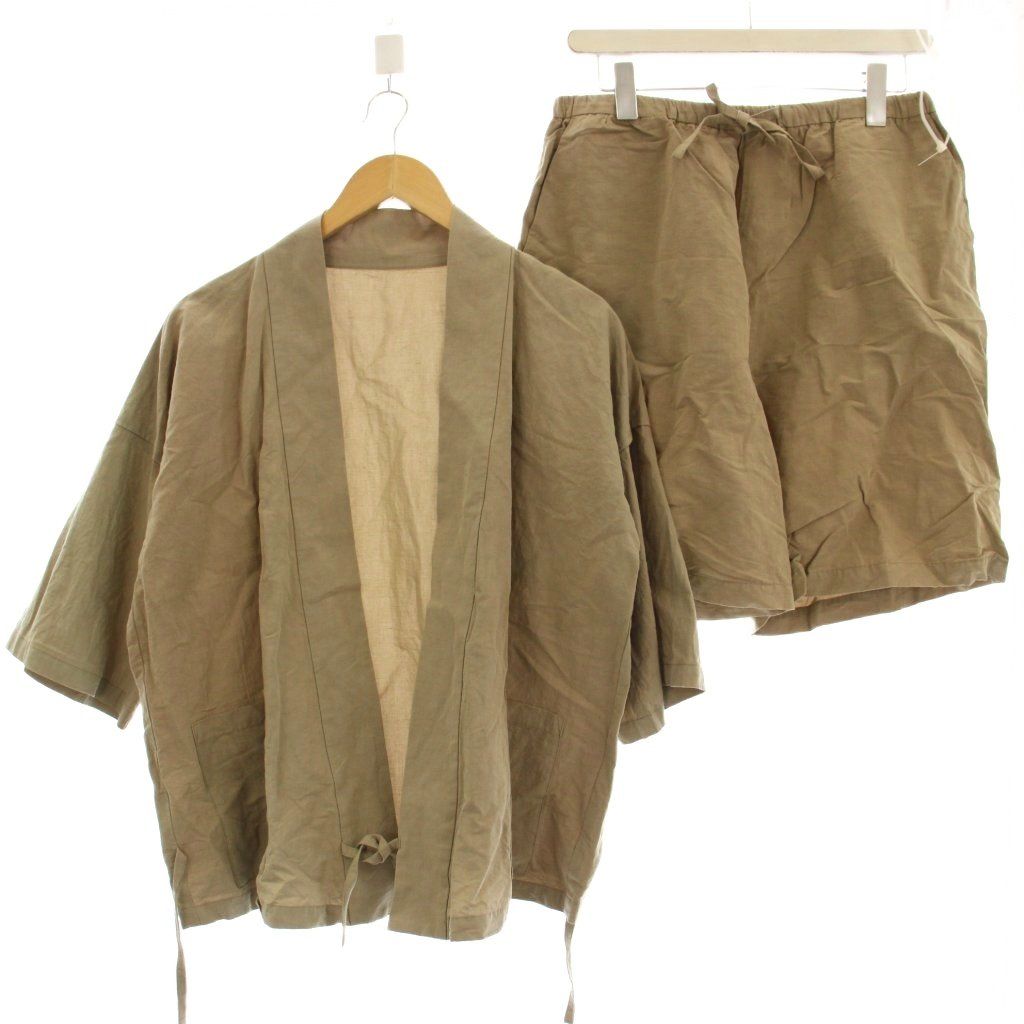 トローヴ TROVE JINBEI リネン混 セットアップ 甚平 ジャケット ショートパンツ 2 ベージュ 00 WA 78 | G