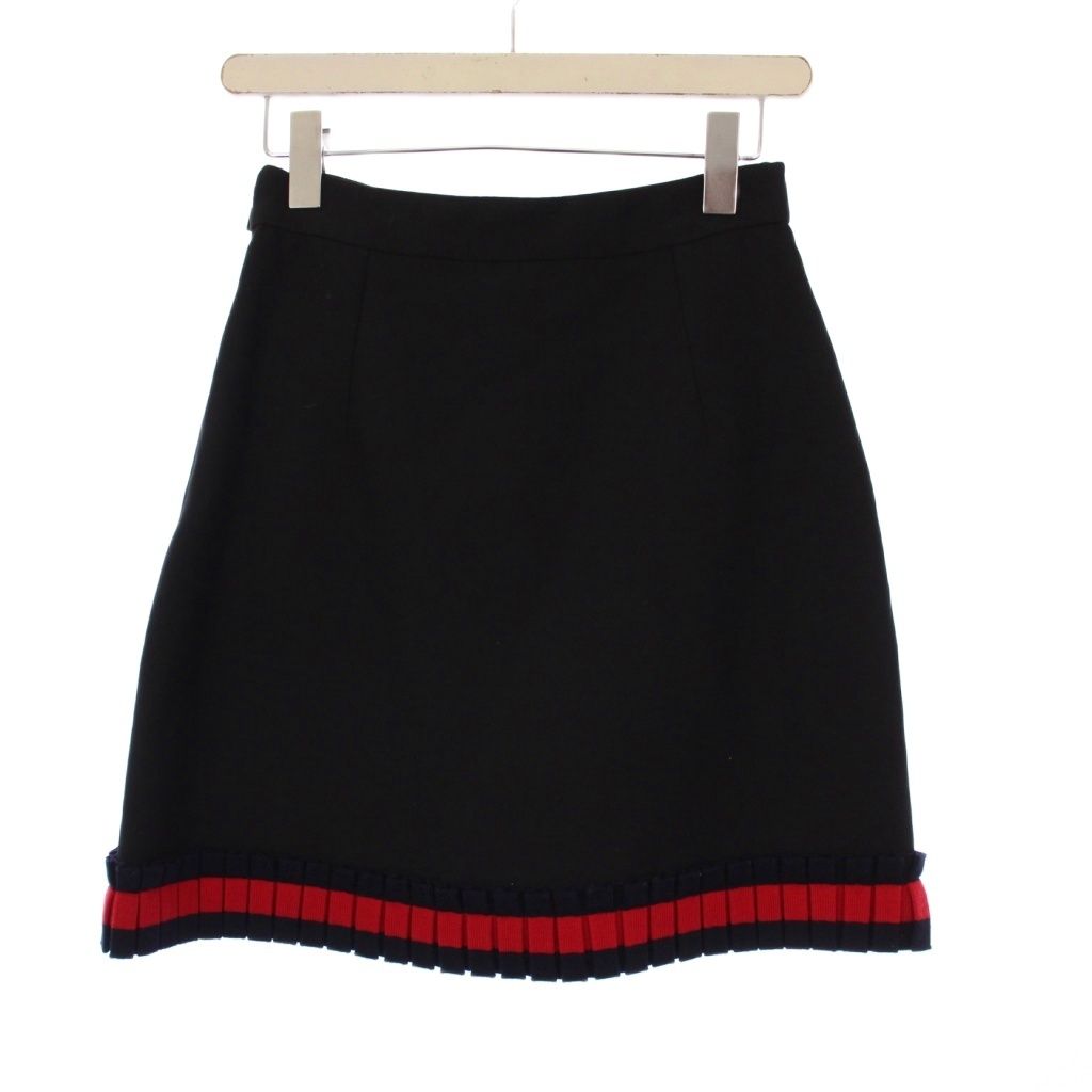 【中古】グッチ GUCCI 台形スカート ひざ丈 レザー 38 黒 444606 /BM ■MU レディース グッチ GUCCI 台形スカート ひざ丈 プリーツトリム 38 黒 453892 /KH