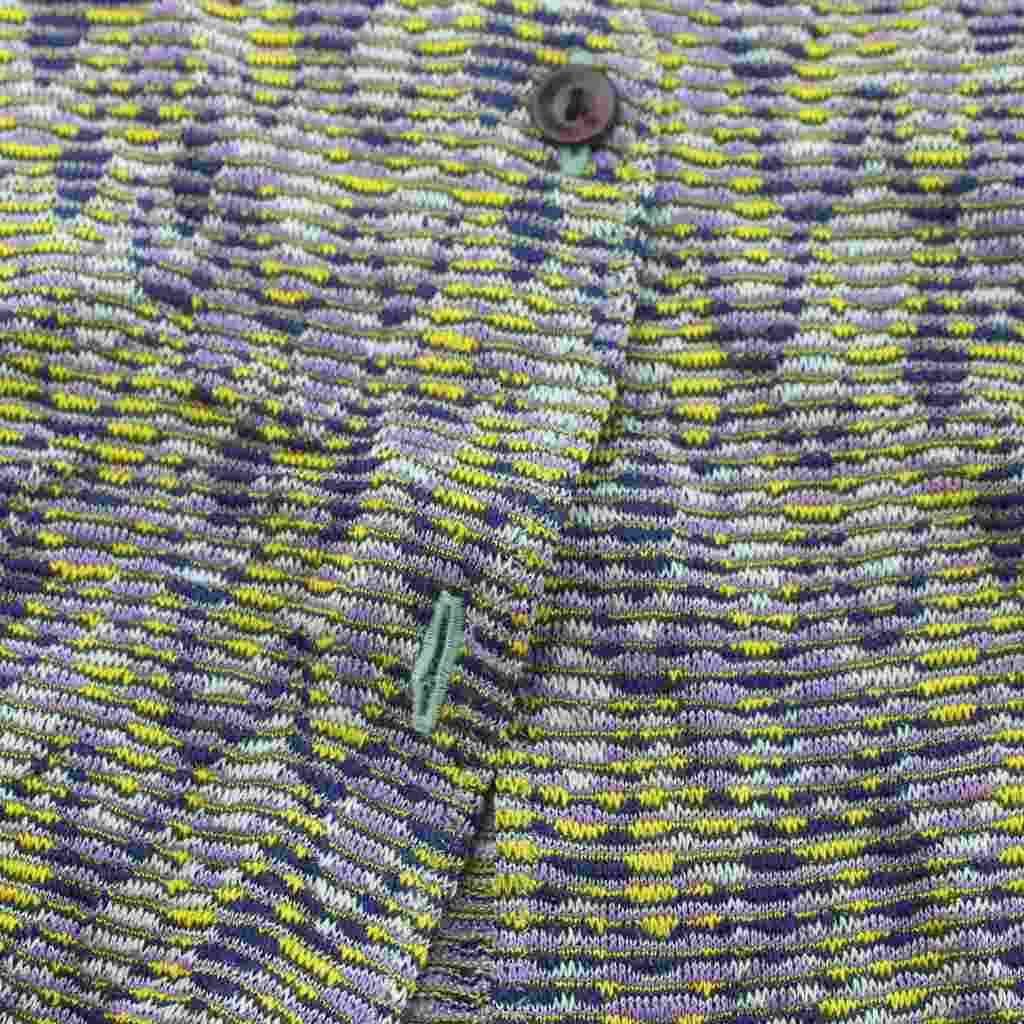 ミッソーニ MISSONI カーディガン 44 紫 マルチカラー 総柄 Vネック