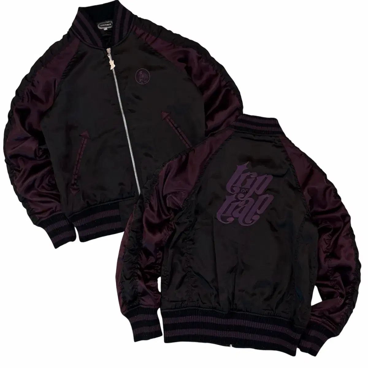 HYSTERIC GLAMOUR ヒステリックグラマー スカジャン サテン ブルゾン ブラック PURPLE パープル