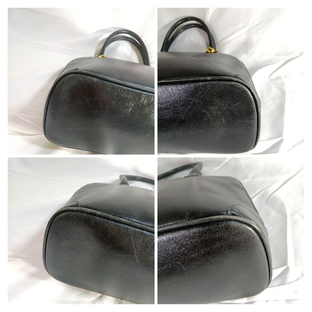 希少】AIGNER アイグナー 本革 ハンドバッグ 黒 ドーム型 イタリア製