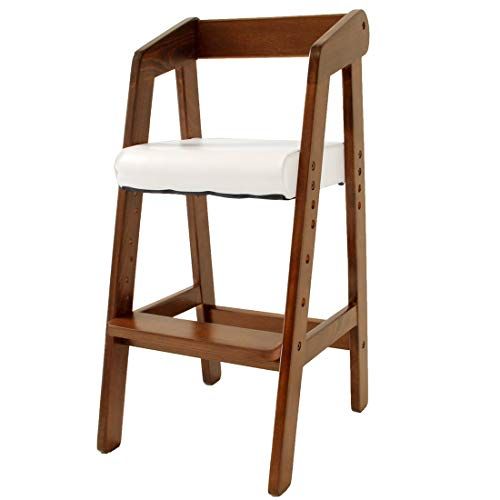 タンスのゲン ベビーチェア 木製椅子 ハイチェア クッション 木製 ハイタイプ キッズチェア 高さ調節 ダークブラウン 90203 m