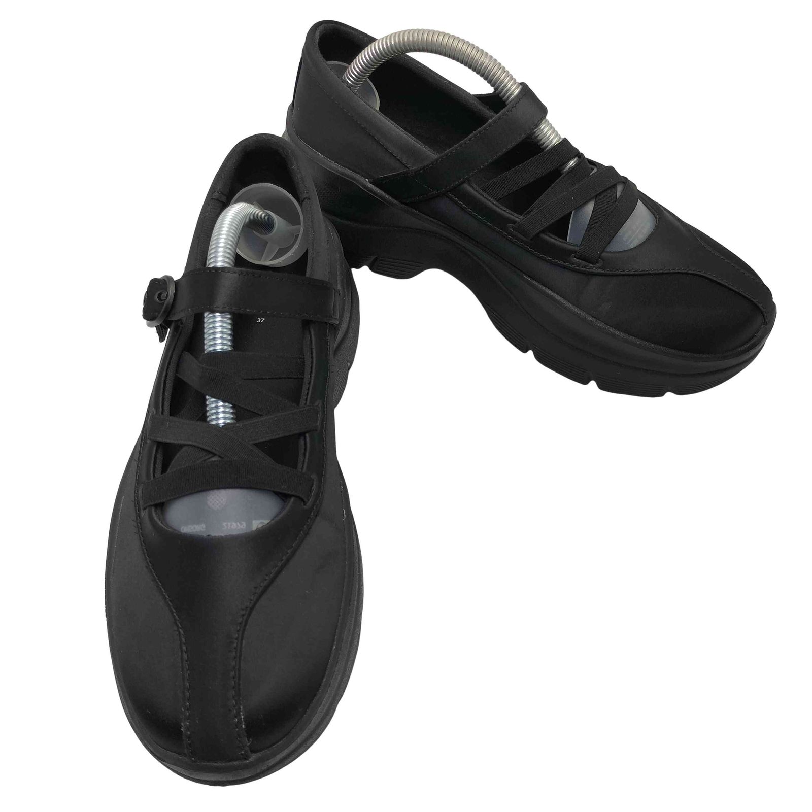 【ZARA】ザラ 36 ダブルストラップバレリーナ サテンフラットシューズ 黒 ZARA】ザラ 36 ダブルストラップバレリーナ サテンフラットシューズ 黒