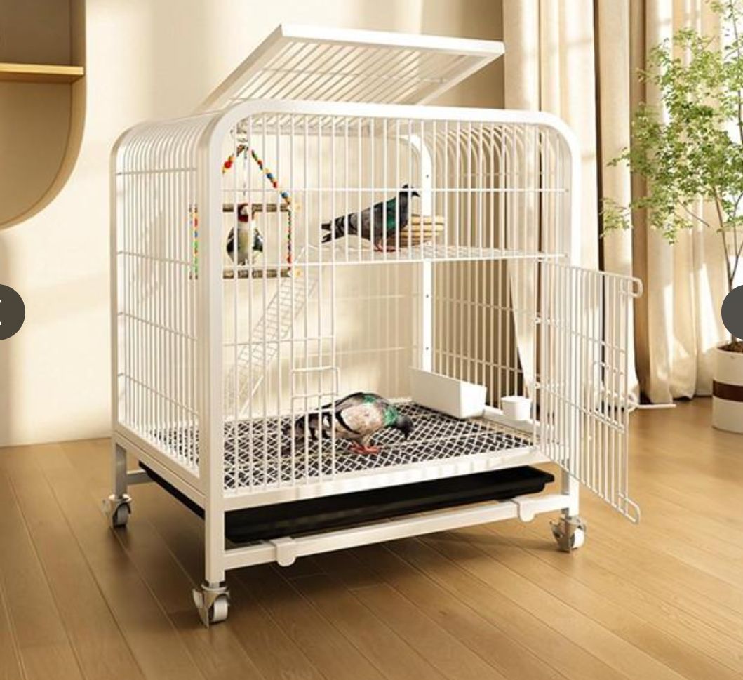 大好評 鳥かご 金属 大型 白色 ×66 cm オカメ インコ 文鳥 鳩 鳥籠 車輪付き 鳥ケージ 複数飼い 観賞用 繁殖用 屋内|屋外用