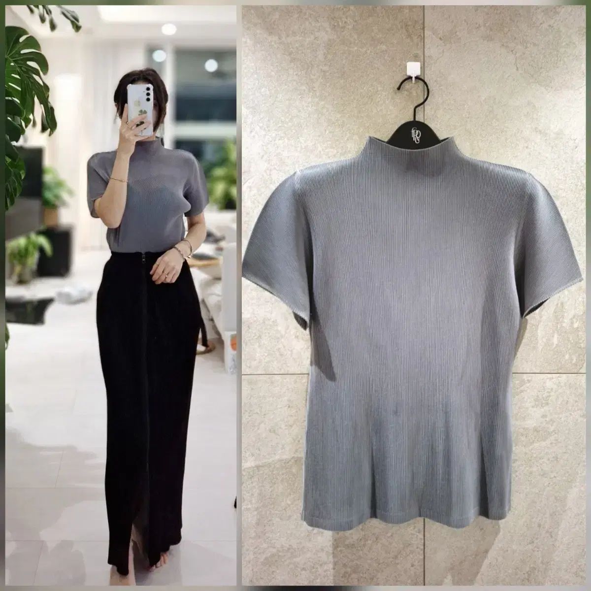 プリーツプリーズ 25年 モックネック グレイミスト3 イッセイミヤケ