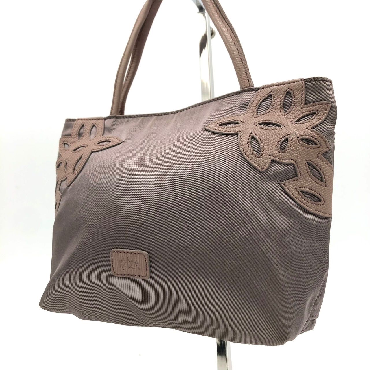 美品】IBIZA イビザ ハンドバッグ ナイロン レザー 茶 ブラウン 