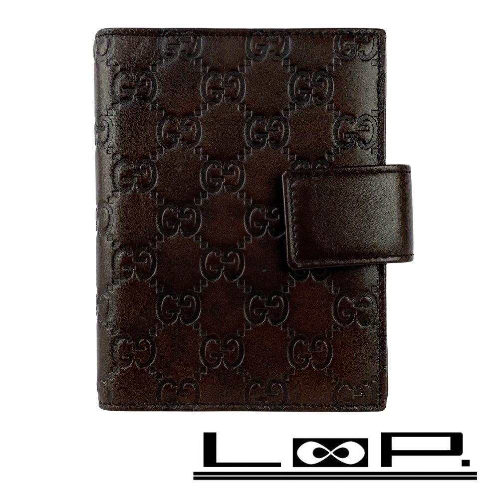 GUCCI ブラウンレザー スケジュール帳 グッチ □美品□ シマ 手帳カバー 手帳 スケジュール帳 6穴 レザー