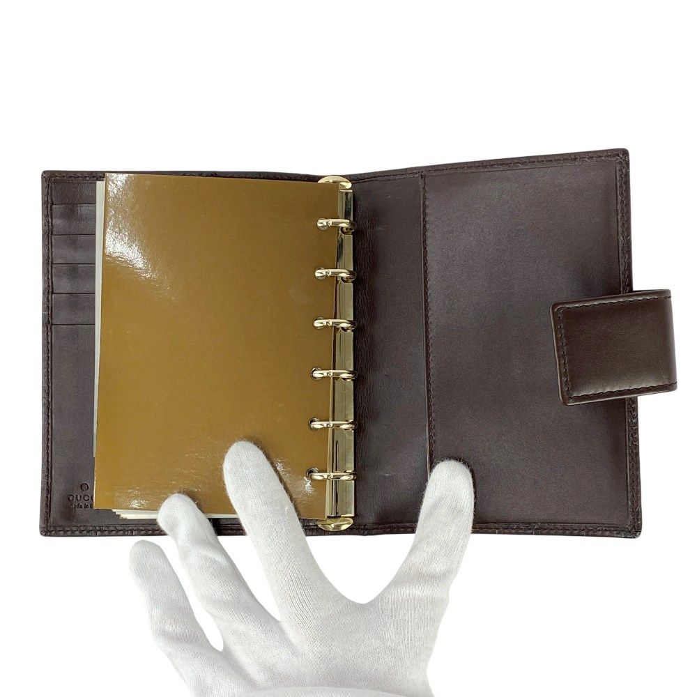 グッチ □美品□ シマ 手帳カバー 手帳 スケジュール帳 6穴 レザー