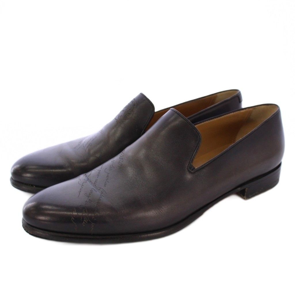 【中古】ベルルッティ Berluti カリグラフィー ローファー モカシン レザー 7.5 ブラウン /KH メンズ ベルルッティ Berluti CURSIVE GALET カリグラフィスクリット