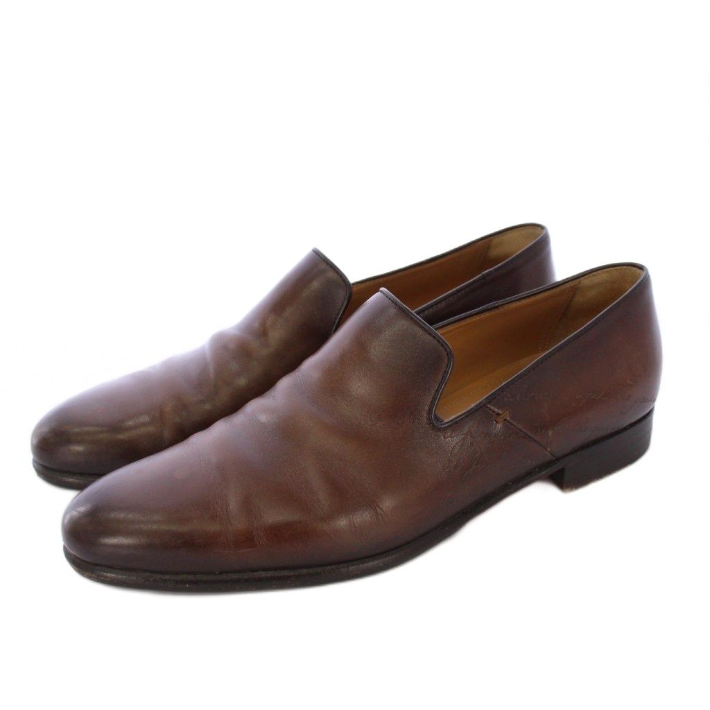 ベルルッティ Berluti CURSIVE GALET カリグラフィスクリット ローファー モカシン レザー 7.5 茶 |KH