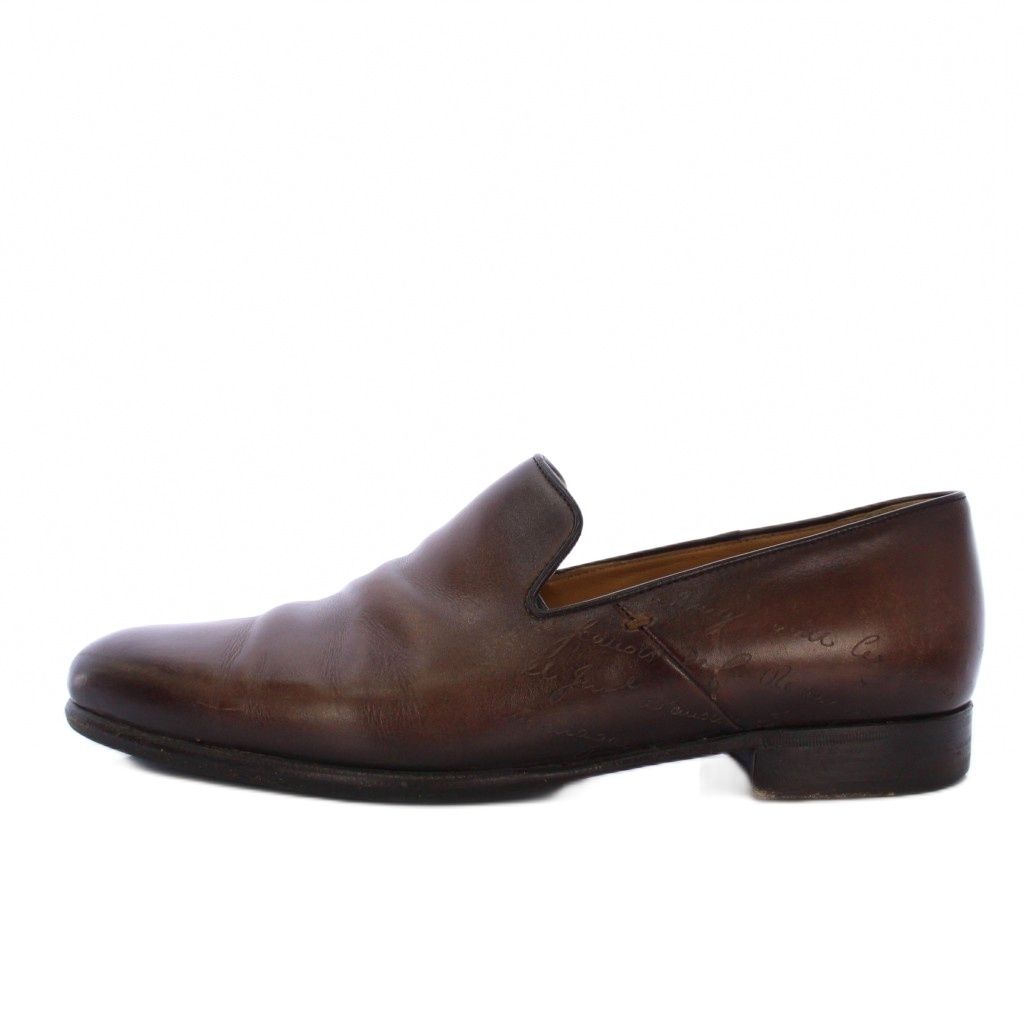 ベルルッティ Berluti CURSIVE GALET カリグラフィスクリット ローファー モカシン レザー 7.5 茶 |KH