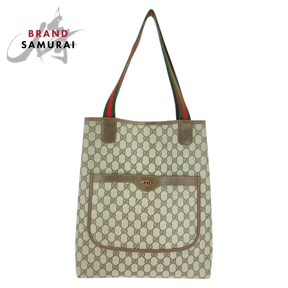 美品 GUCCI グッチ ヴィンテージ シェリーライン ベージュ ブラウン GG