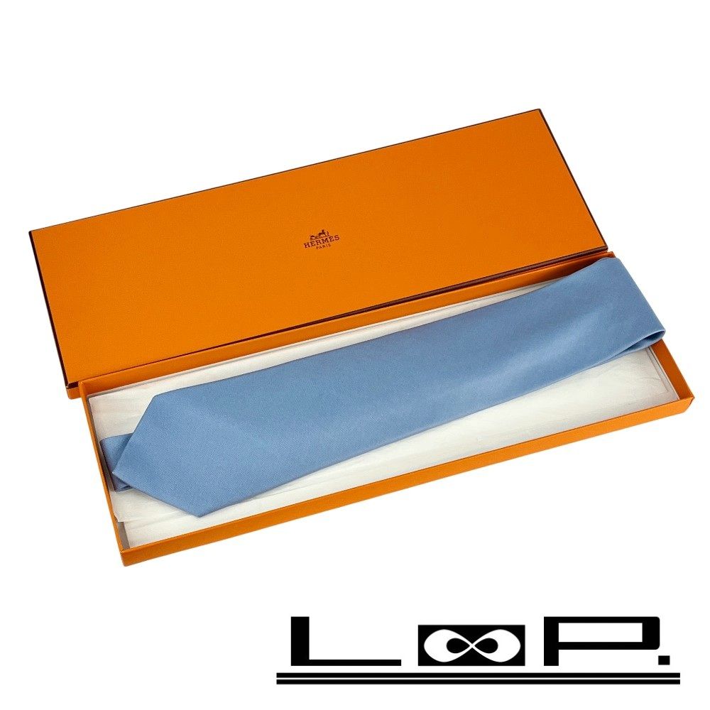 エルメス ネクタイ ファッション ビジネス 仕事 シルク ブルー 519154 10