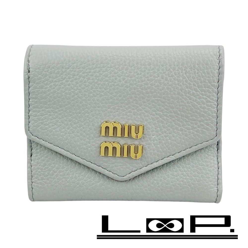 ミュウミュウ ■美品■ ヴィッテロダイノ 三つ折り 財布 ウォレット レザー グレー【514128】13 ミュウミュウ □美品□ ヴィッテロダイノ 三つ折り 財布 ウォレット