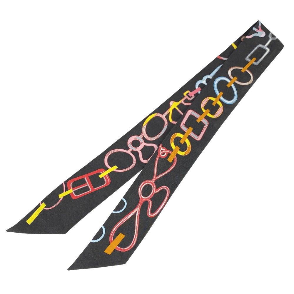 エルメス ドゥ レ ブックル ツイリー スカーフ ファッション シルク ブラック 箱 519772 11