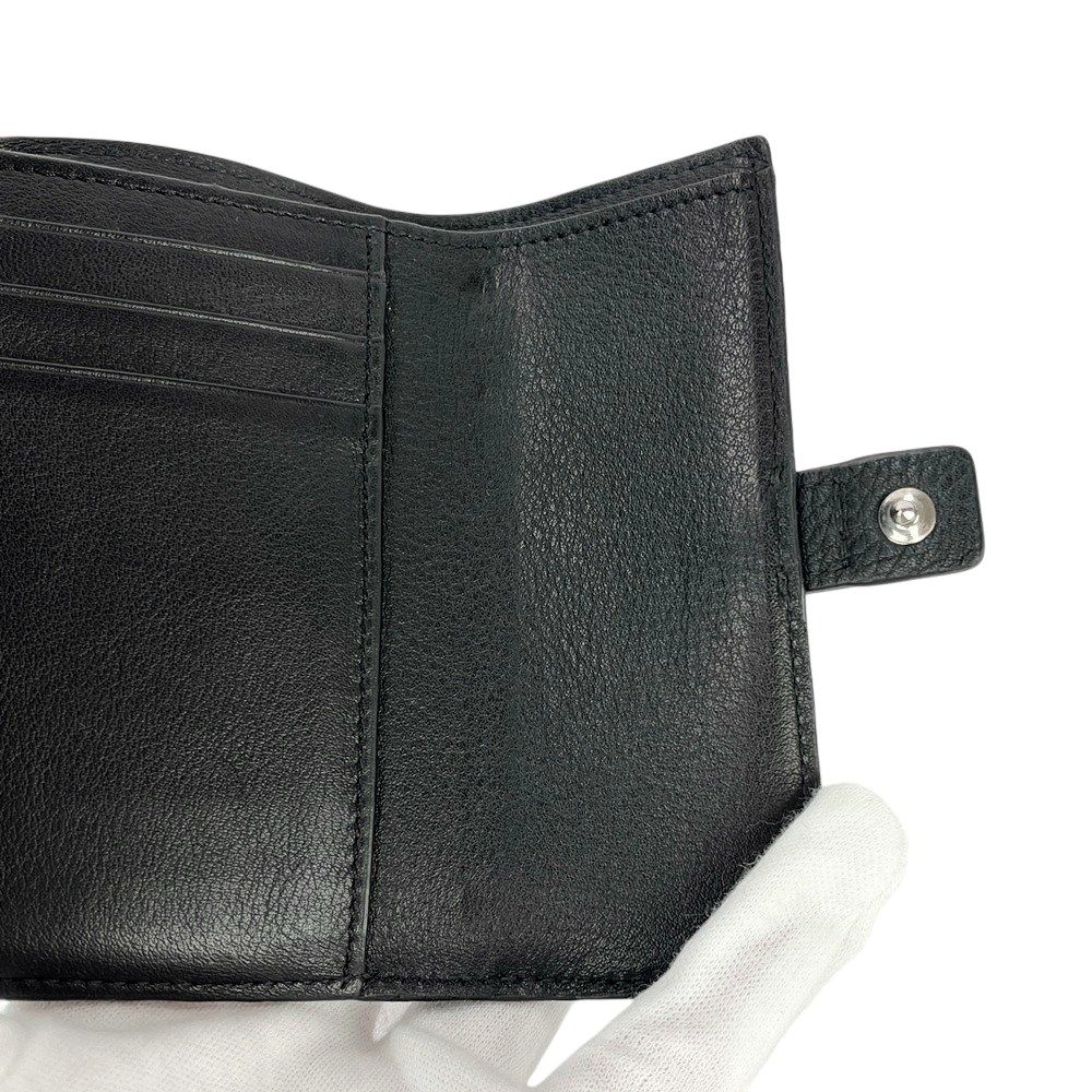 ロエベ □美品□ 三つ折り財布 コンパクト ウォレット レザー ブラック