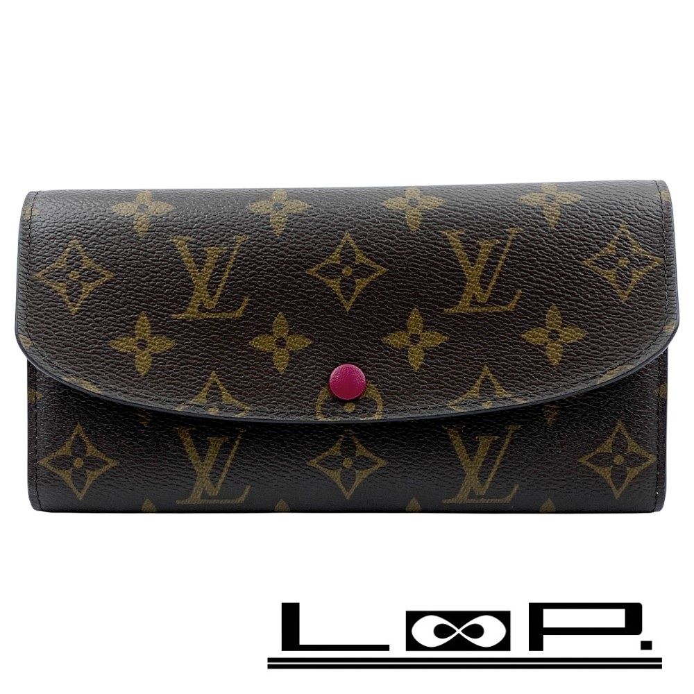 【極美品】ルイヴィトン ポルトフォイユエミリー モノグラム フューシャ 長財布 LOUIS VUITTON（ルイ・ヴィトン） ルイヴィトン財布 レディース 長財布