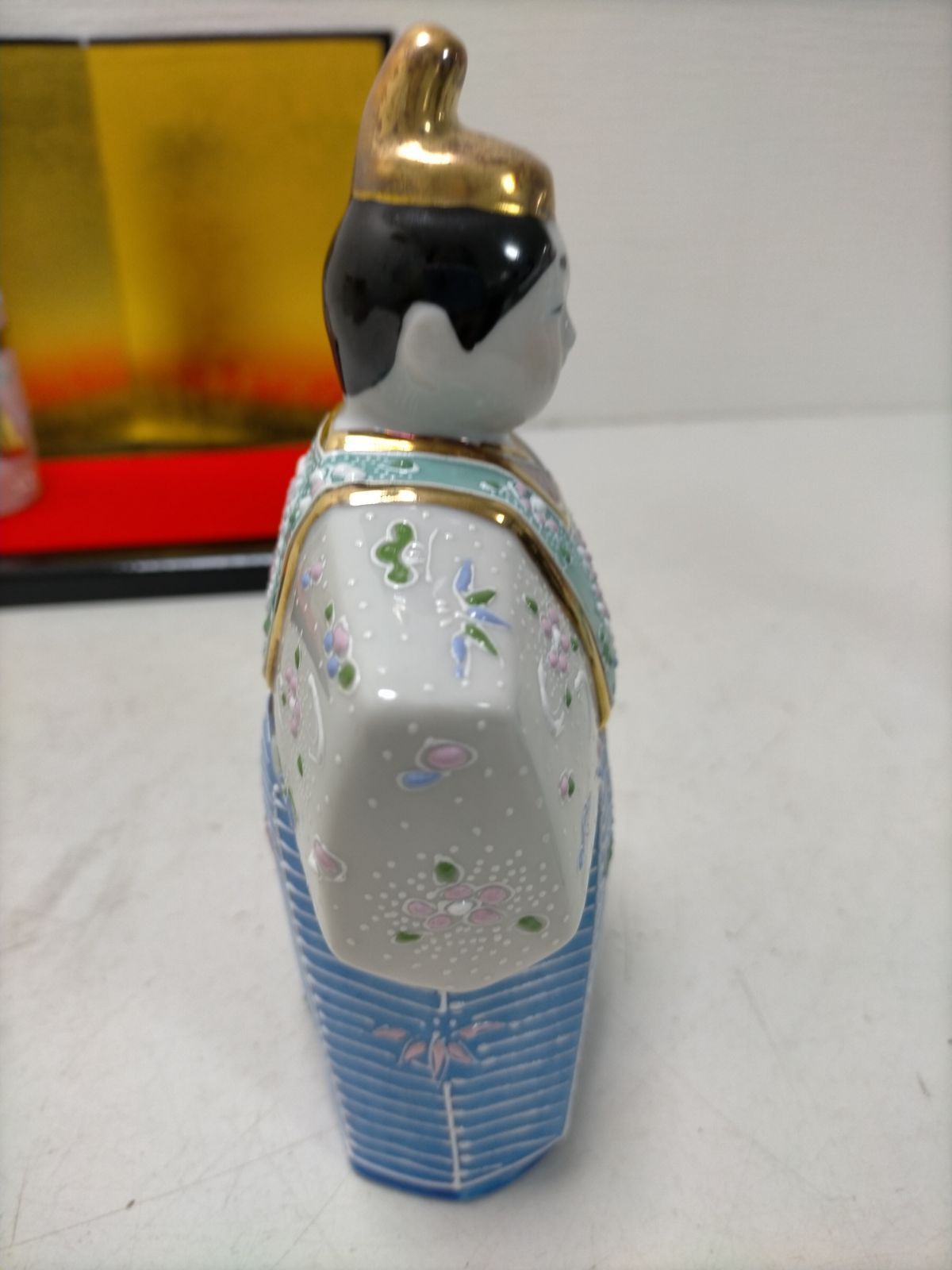 送料無料】九谷焼 立雛 雛人形 ひな飾り お内裏様 お雛様 陶器 美品 金