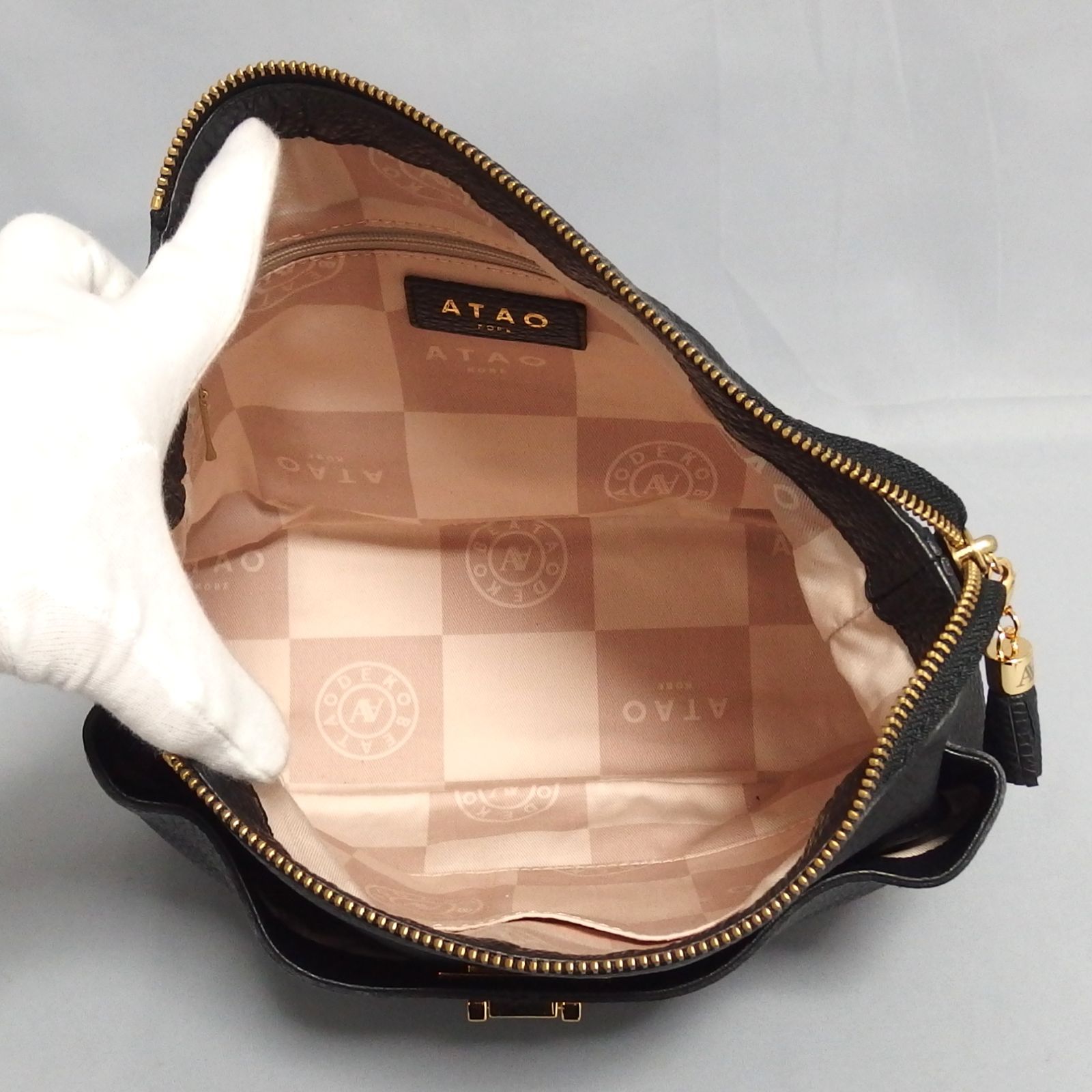 良品☆ATAO WEEKEND 2Way ショルダー ハンドバッグ ブラック 黒 撥水 