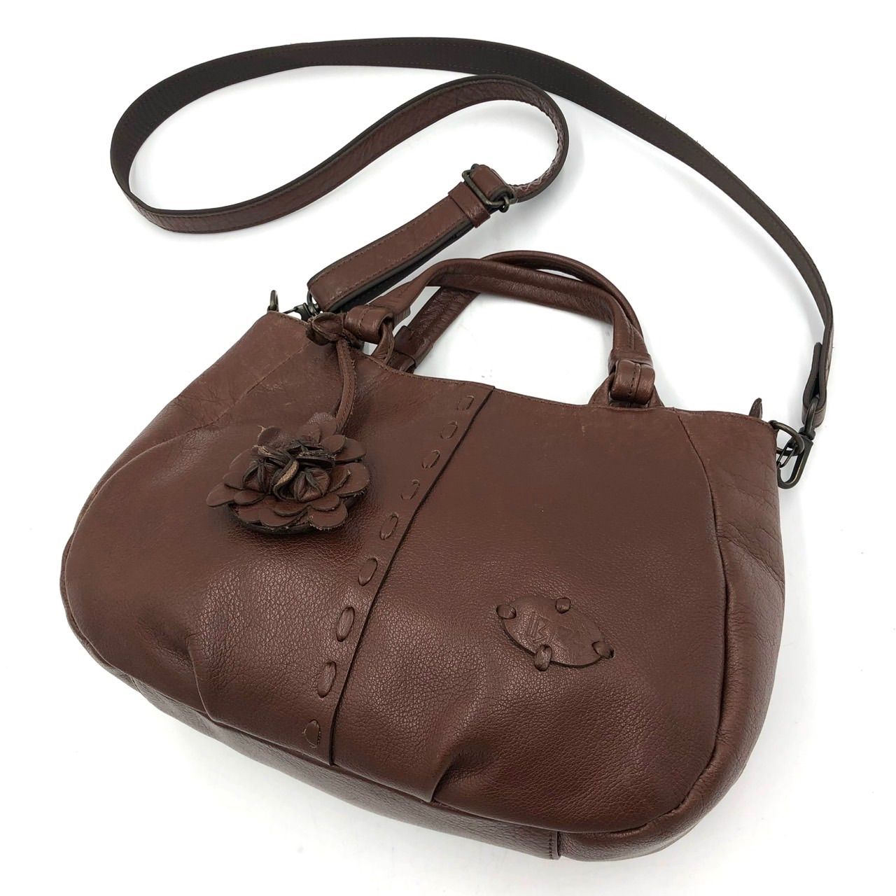 イビザ IBIZA 2 way ショルダーバッグ ハンドバッグ レザー ブラウン 茶