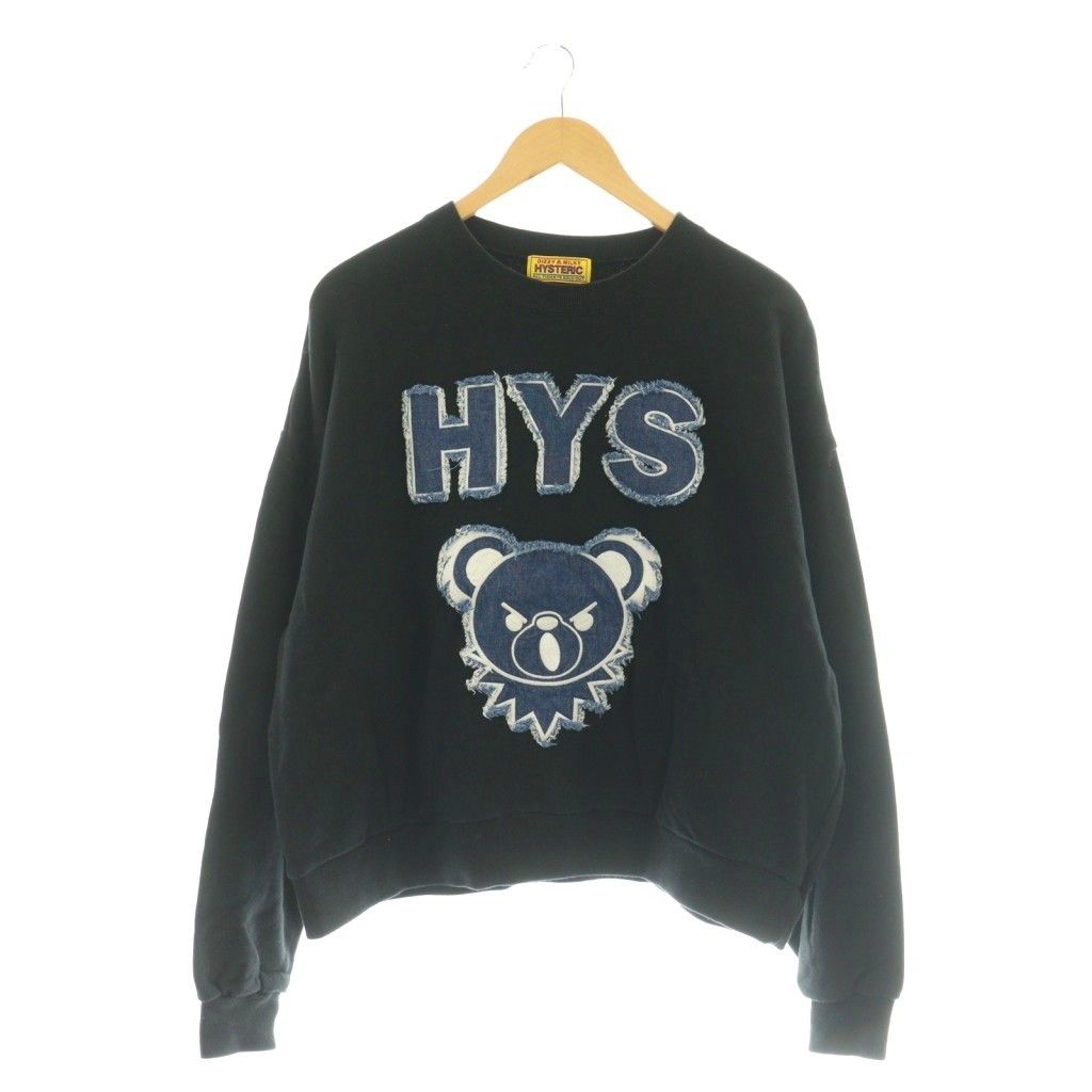 ヒステリックグラマー HYSTERIC GLAMOUR HYS DEADアップリケ オーバーサイズスウェット トレーナー F ブラック DF OS