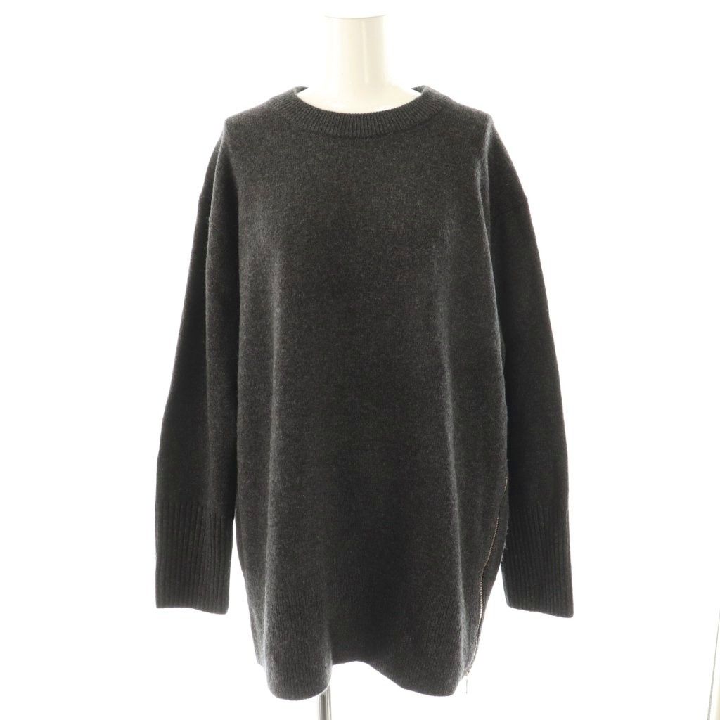 23区 オンワード樫山 vingt trois 25 AW カシミヤブレンド サイドジップ ニットチュニック 38 チャコール ES OS