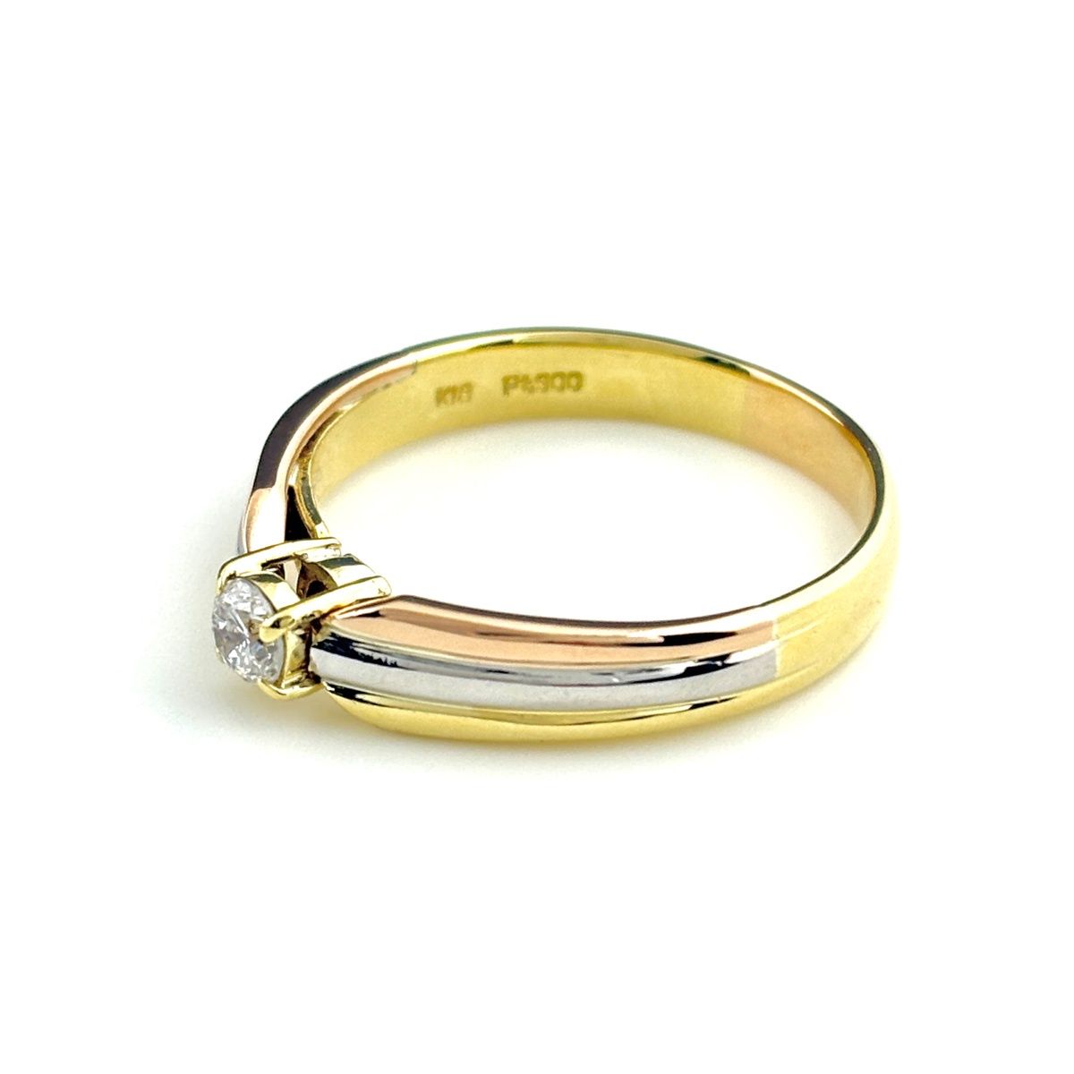 ダイヤモンド デザインリング YG イエローゴールド プラチナ 指輪 リング 19号 K 18 Pt 900 メンズ