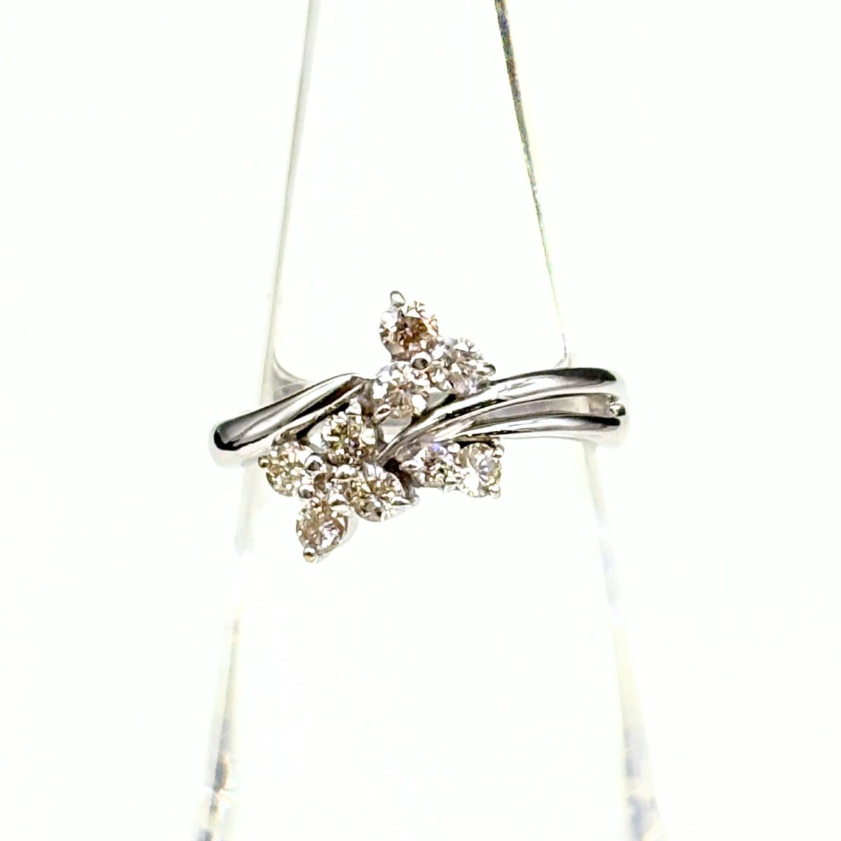 メレダイヤ デザインリング WG ホワイトゴールド 指輪 リング 9号 K 18 ダイヤモンド レディース