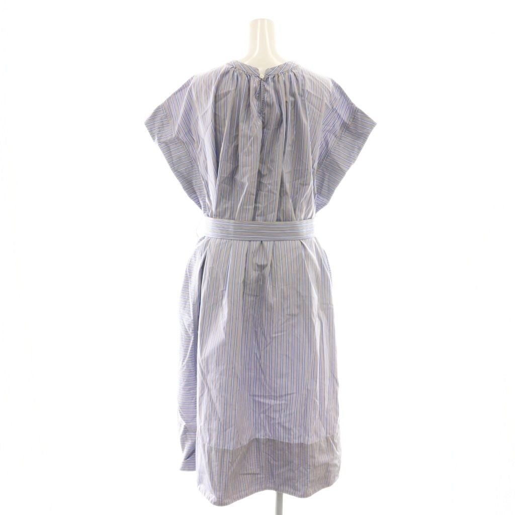 カレンソロジー Curensology THOMAS MASON ストライプベルテッドシャツワンピース ひざ丈 ブルー |DF OS