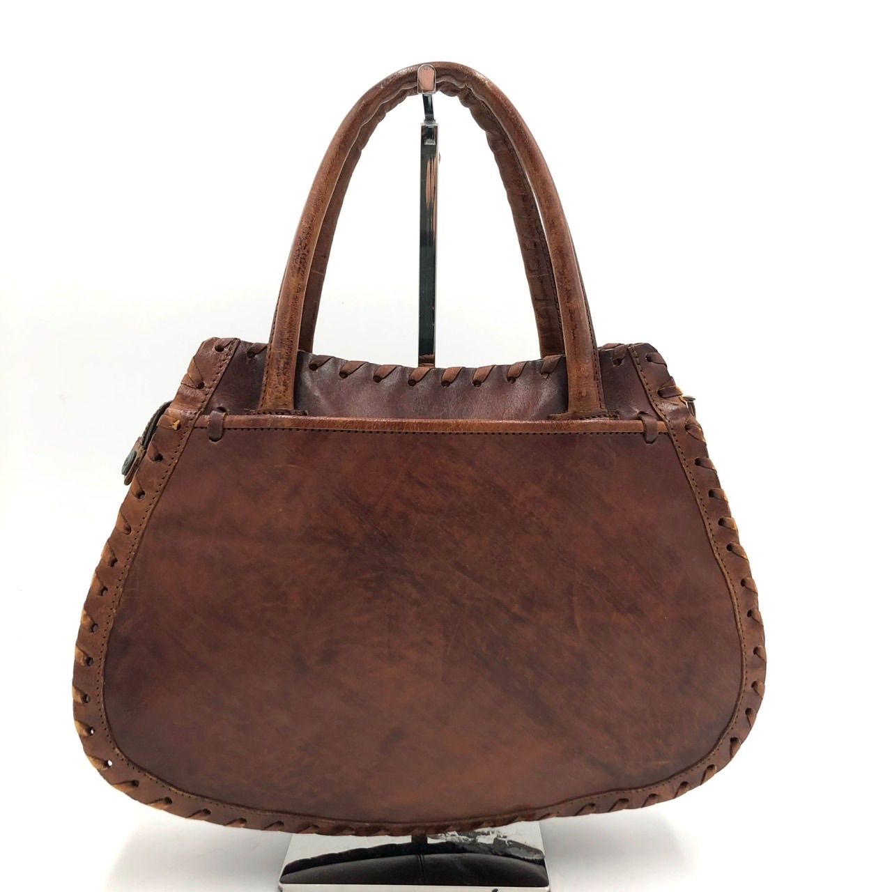 イビザ IBIZA ハンドバッグ レザー パッチワーク ブラウン 茶色 トート