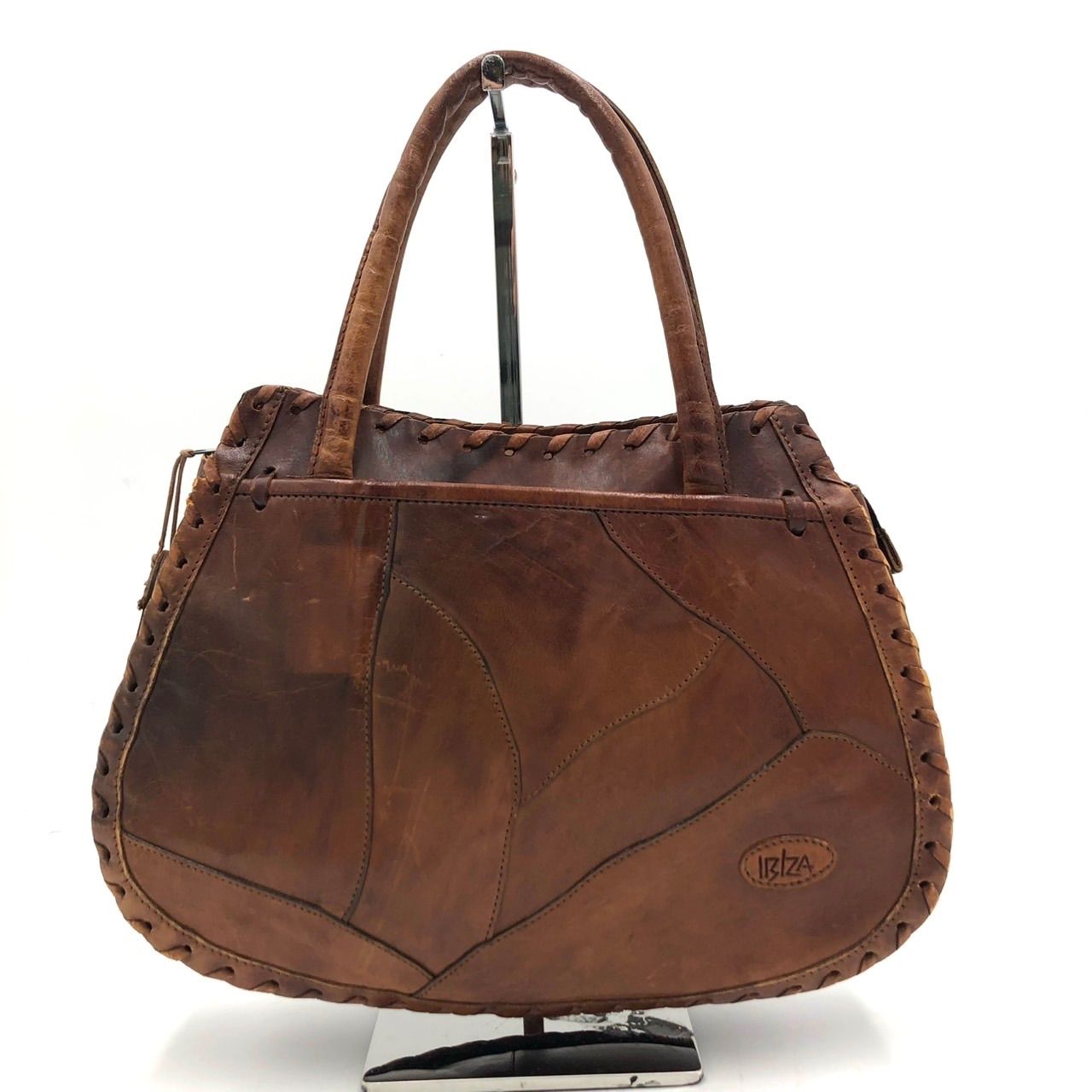 イビザ IBIZA ハンドバッグ レザー パッチワーク ブラウン 茶色 トート