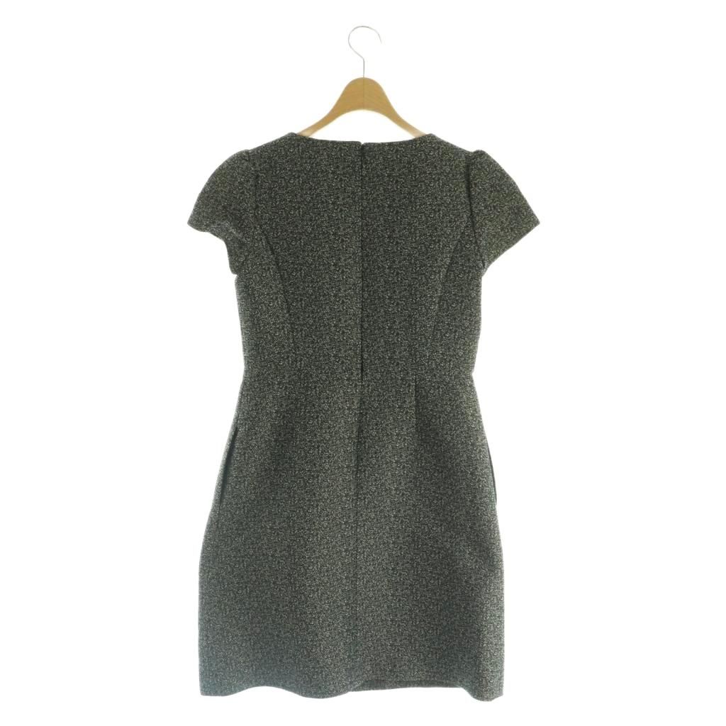 エムズグレイシー M S GRACY 半袖ワンピース スパンコールリボン 38 黒 白 グレー |MI OS