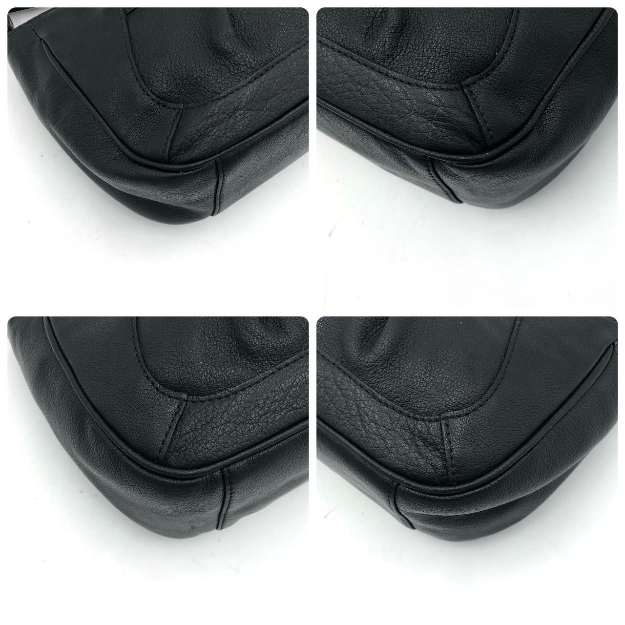 美品】IBIZA イビザ レザー ショルダーバッグ ブラック 黒 本革 シボ革