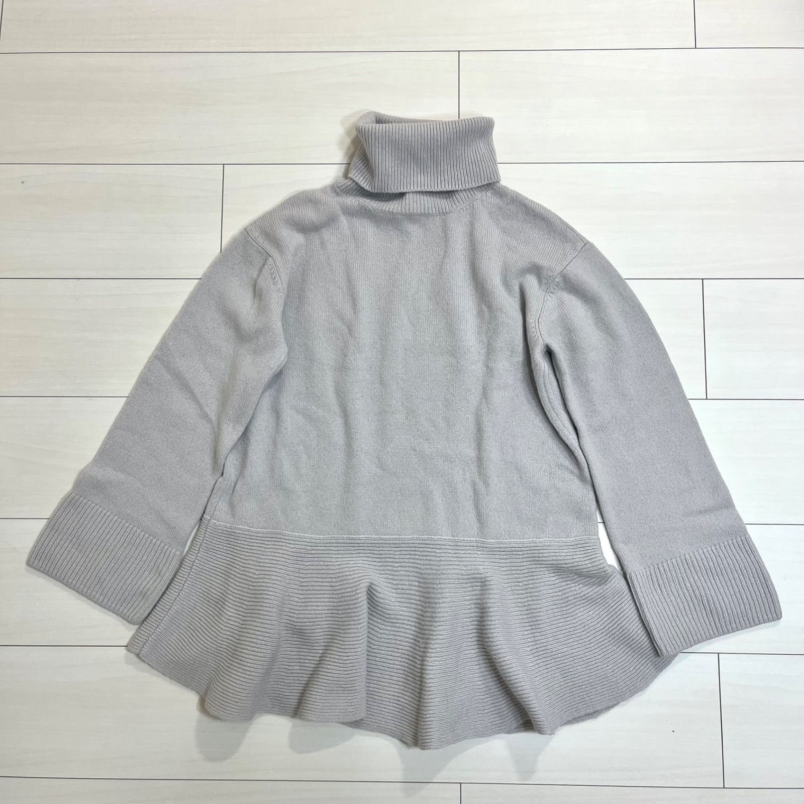 美品 FOXEY フォクシー ニットトップ ペプラムフレア ウール カシミヤ